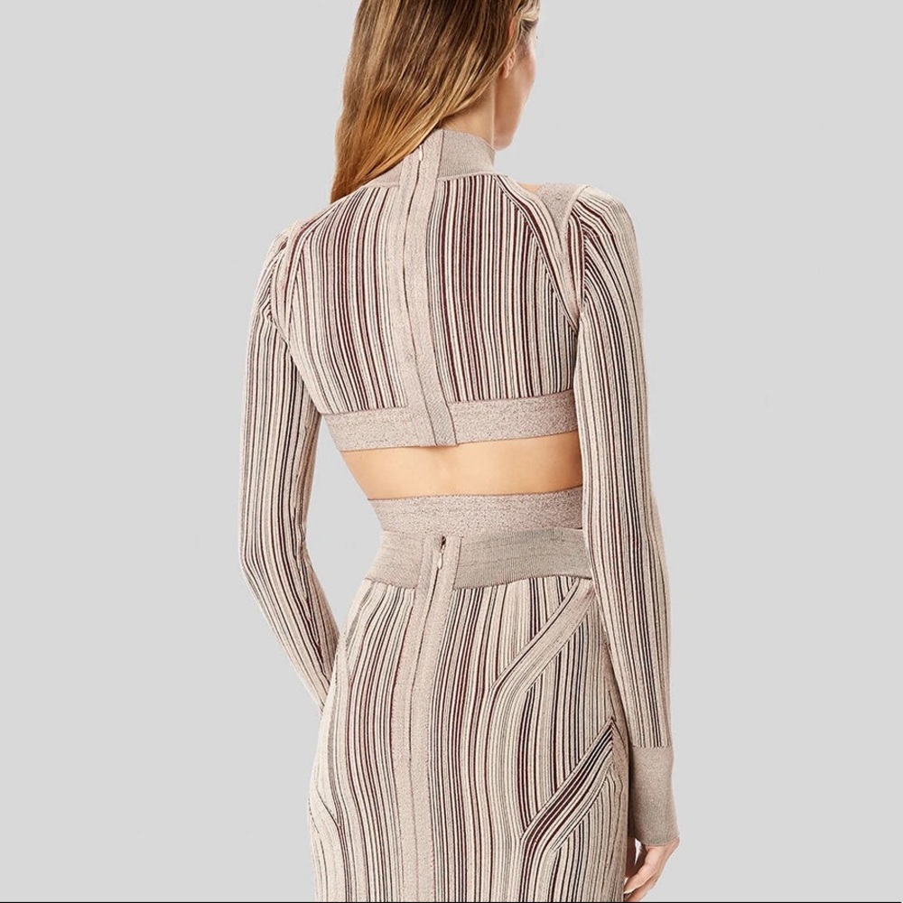 Herve Leger PLAITED CUTOUT CROP TOP - Picture 3 of 6